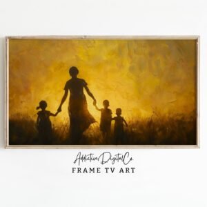 Sunset Silhouette Frame Tv Art, Mother's Day Art Tv Decor, Family Love Tv Screensaver Jpg, Warm Evening Frame Tv Art