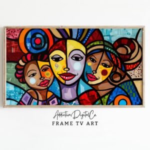 Colorful Abstract Black Family Frame Tv Art, Mother's Day Art Tv Decor, Digital Family Portrait Tv Screensaver Jpg, Vibrant Frame Tv Art